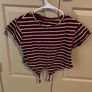 Maroon & White Crop Top - Size M